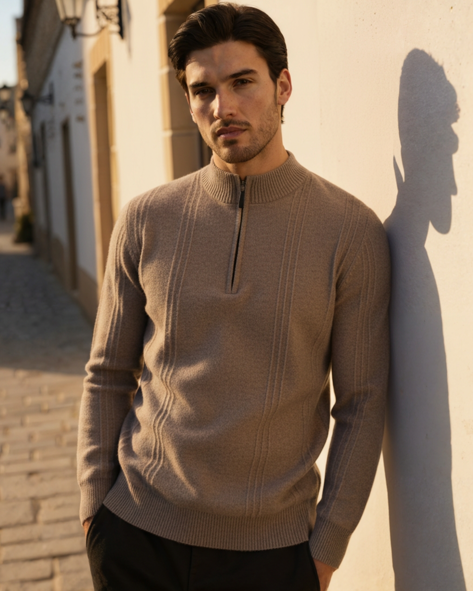 Grezam | Men’s 100% Cashmere Half Zip Sweater