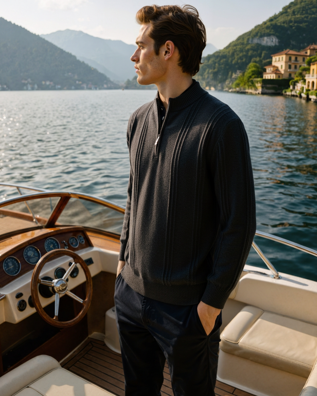 Grezam | Men’s 100% Cashmere Half Zip Sweater