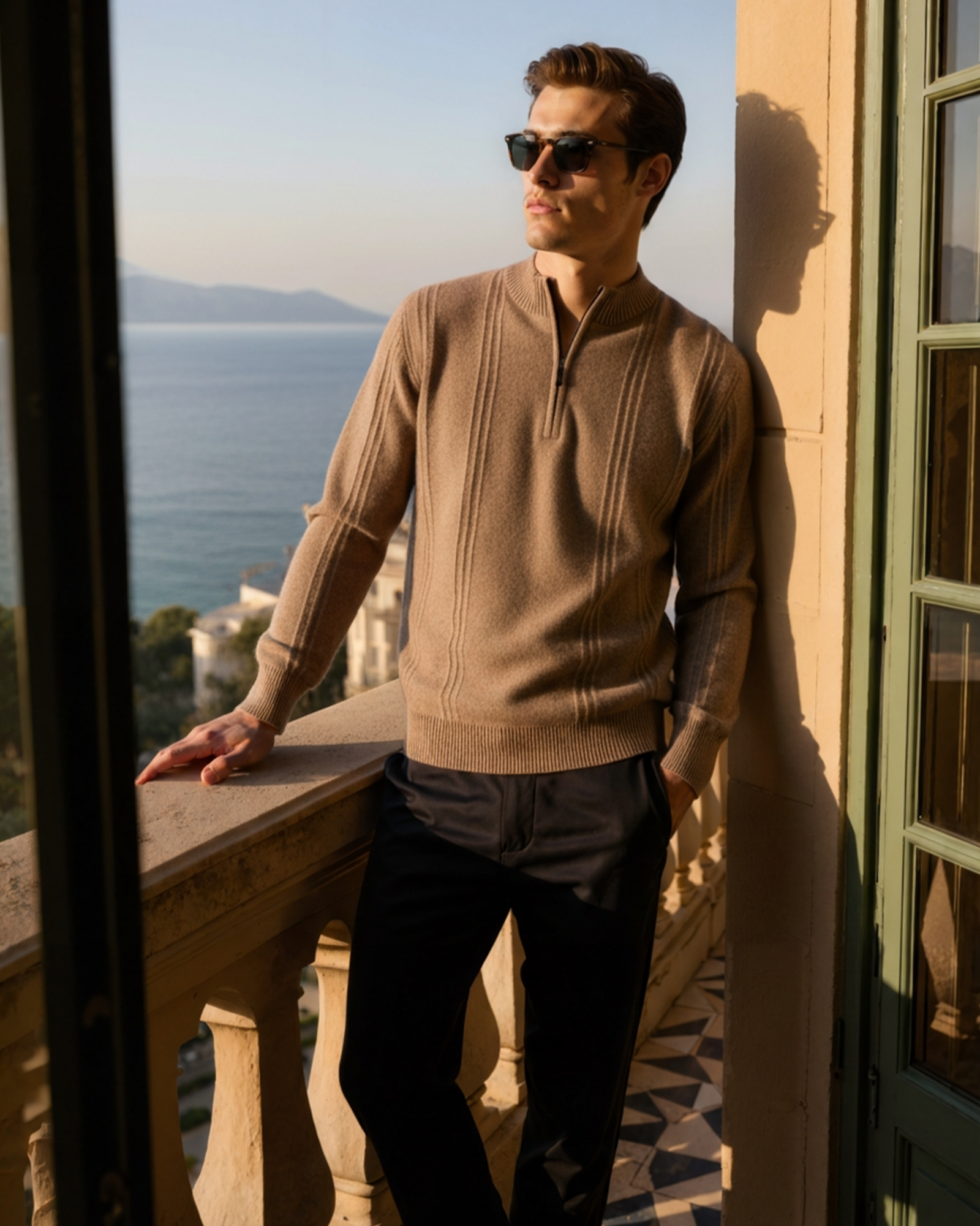 Grezam | Men’s 100% Cashmere Half Zip Sweater