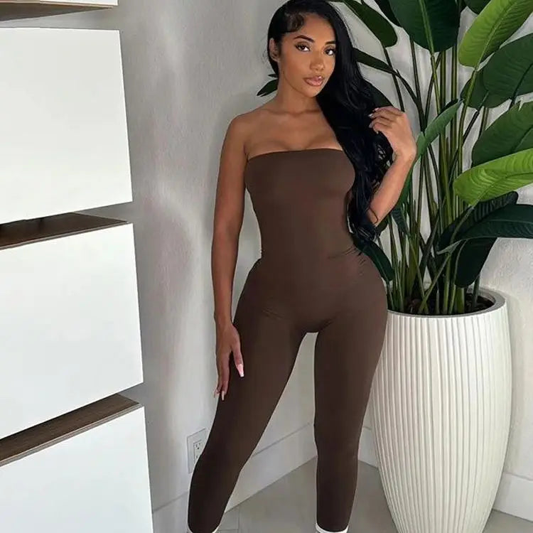 Grezam | Women’s Slim Fit Jumpsuit Soft Stretch Casual Evening Wear