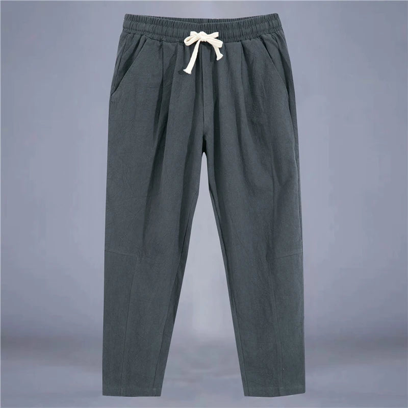 Grezam | Men’s Casual Pants Cotton Linen Comfort Straight Leg Lightweight