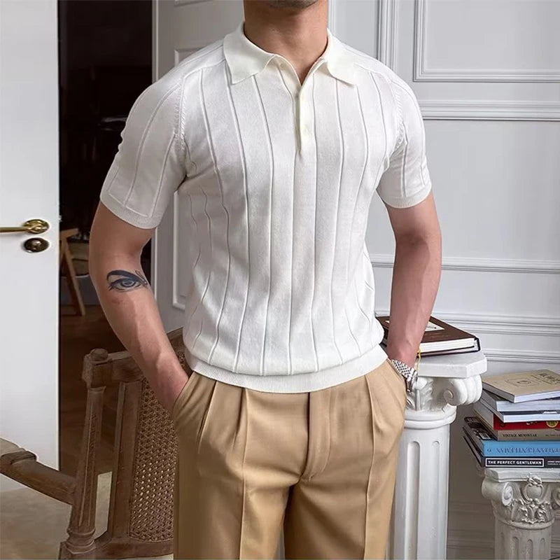 Grezam | Men’s Slim Fit Knitted Polo Shirt for Casual Wear
