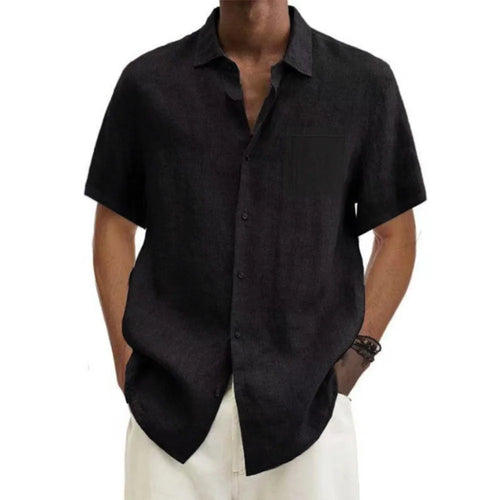 Grezam | Cotton Men's Short-Sleeved Shirts Summer Solid
