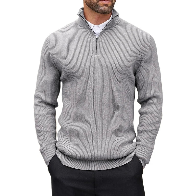 Grezam | Men’s Knit Quarter Zip Sweater Classic Comfort Timeless Fit