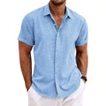 Grezam | Casual Cotton Linen Short Sleeve Men's Shirt
