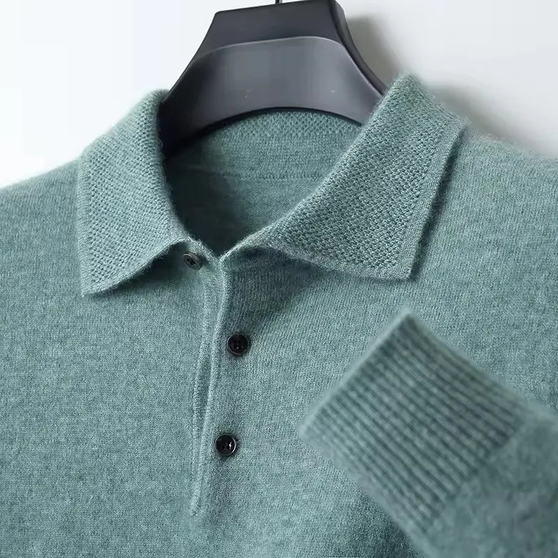 Grezam | Men’s Cashmere Sweater – Classic Polo Neck Knitwear