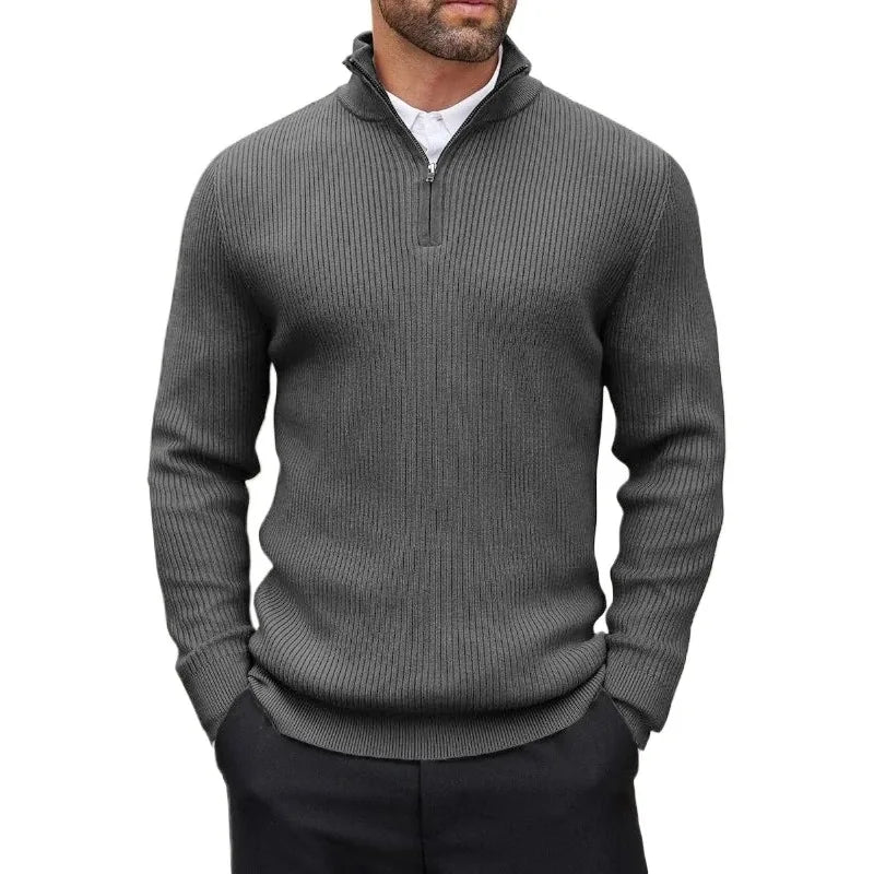 Grezam | Men’s Knit Quarter Zip Sweater Classic Comfort Timeless Fit