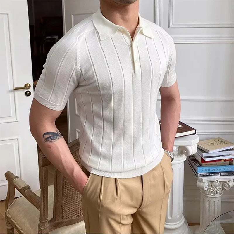 Grezam | Men’s Slim Fit Knitted Polo Shirt for Casual Wear