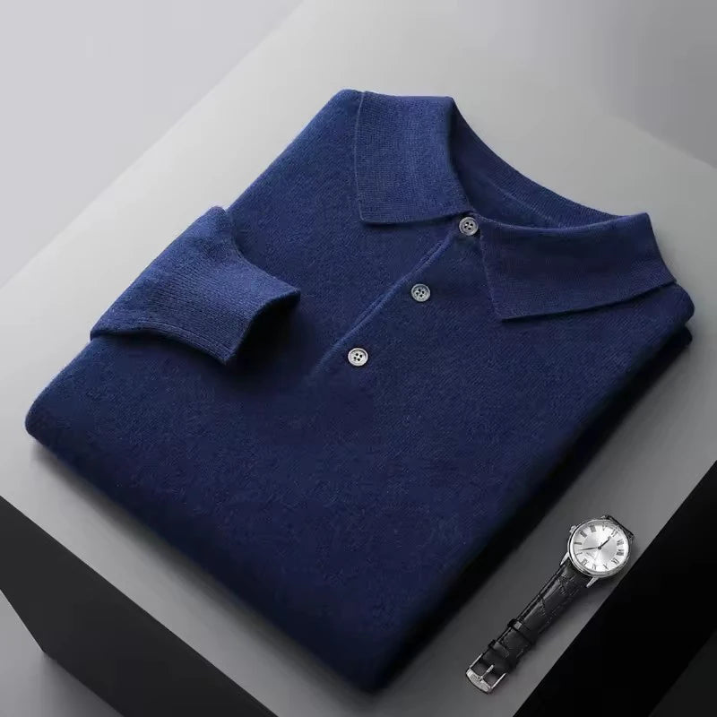 Grezam | Men’s Cashmere Sweater – Classic Polo Neck Knitwear