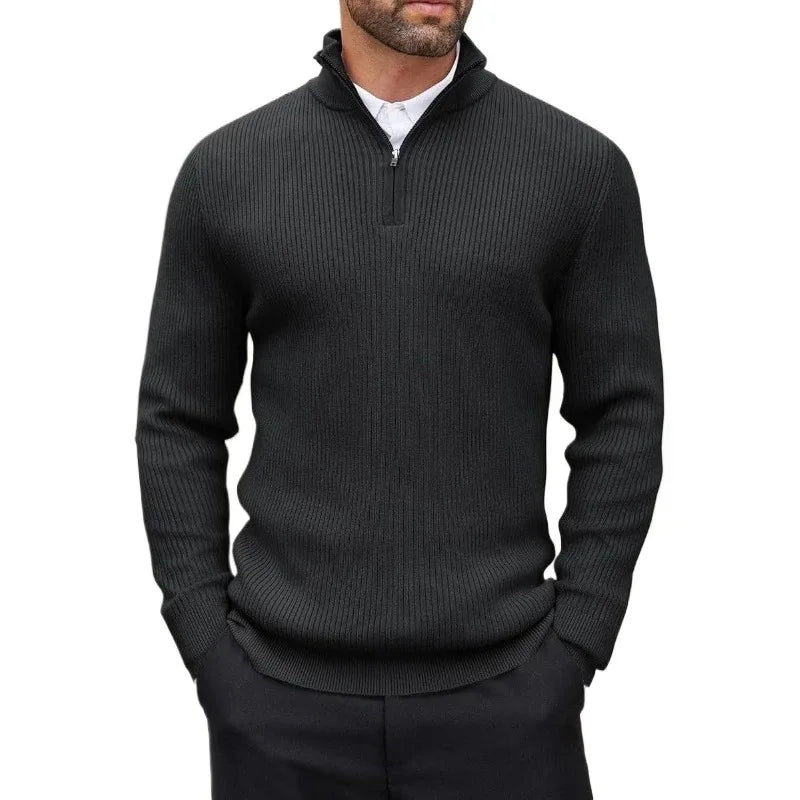 Grezam | Men’s Knit Quarter Zip Sweater Classic Comfort Timeless Fit