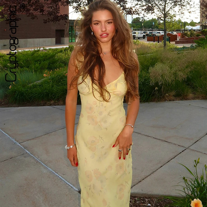 Grezam | Women’s Summer Maxi Dress Sexy Plunge Sun Dress Casual