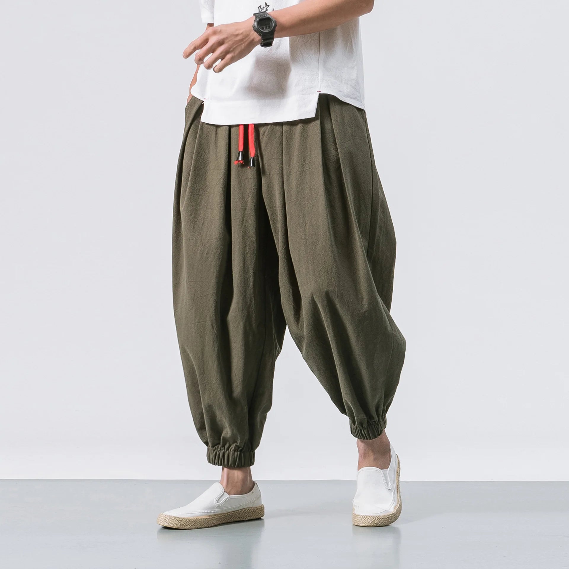 Grezam | Men’s Linen Blend Pants Comfort Breathable Loose Fit Casual Wear