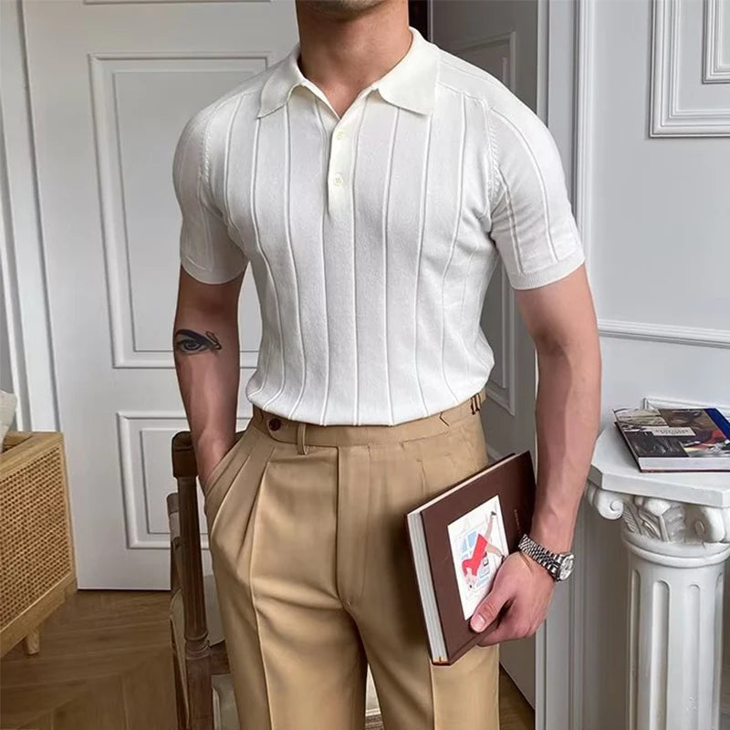 Grezam | Men’s Slim Fit Knitted Polo Shirt for Casual Wear