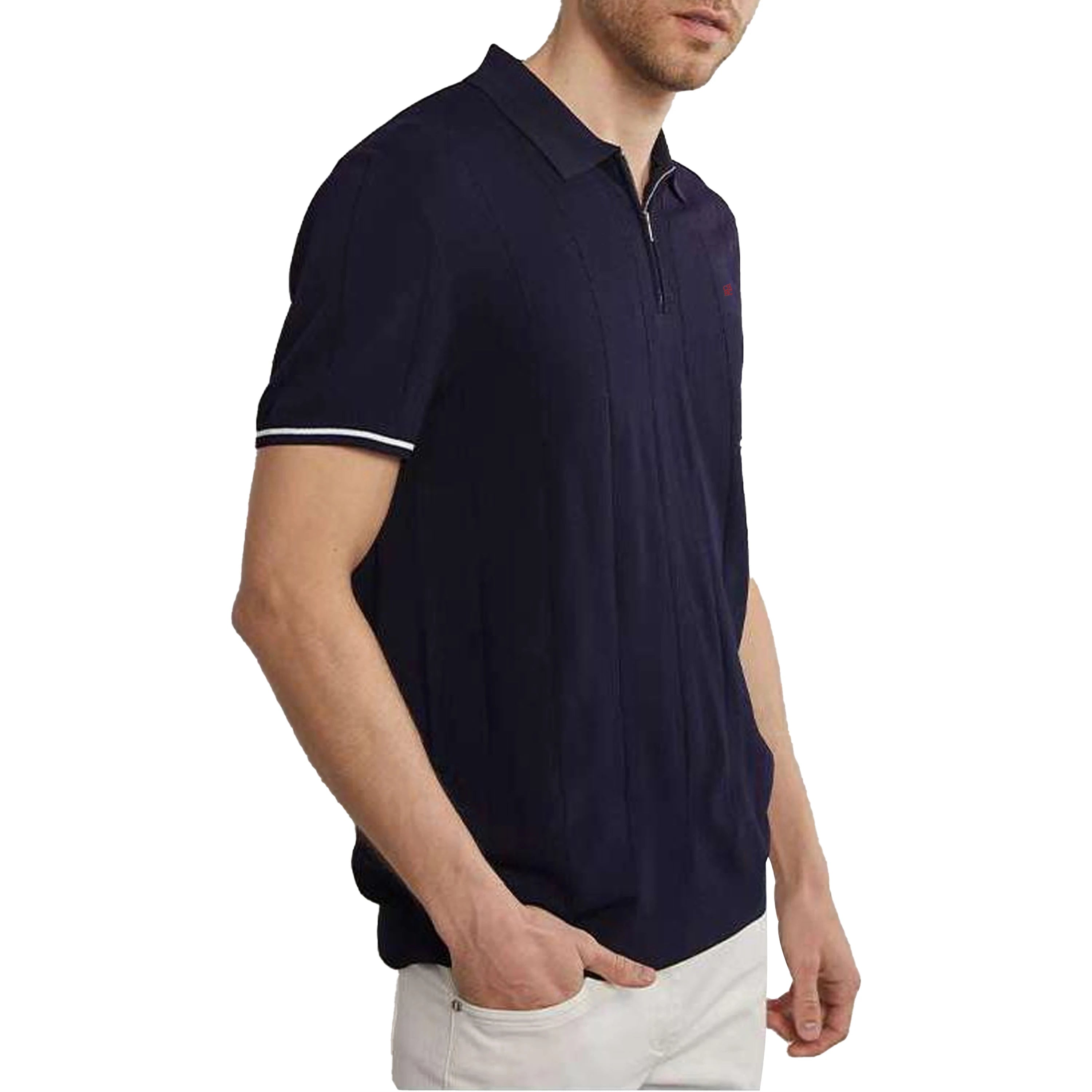Grezam | Men’s Ribbed Knit Polo Shirt – Textured Breathable Summer Style