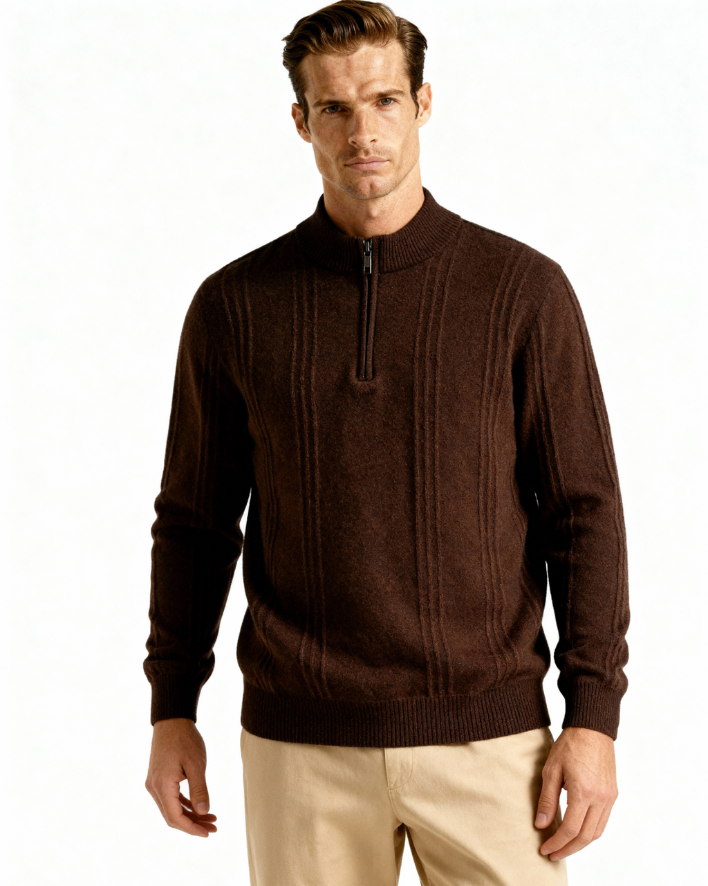 Grezam | Men’s 100% Cashmere Half Zip Sweater
