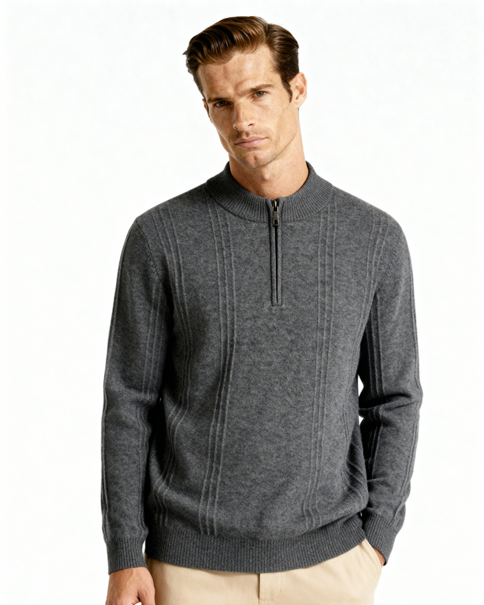 Grezam | Men’s 100% Cashmere Half Zip Sweater