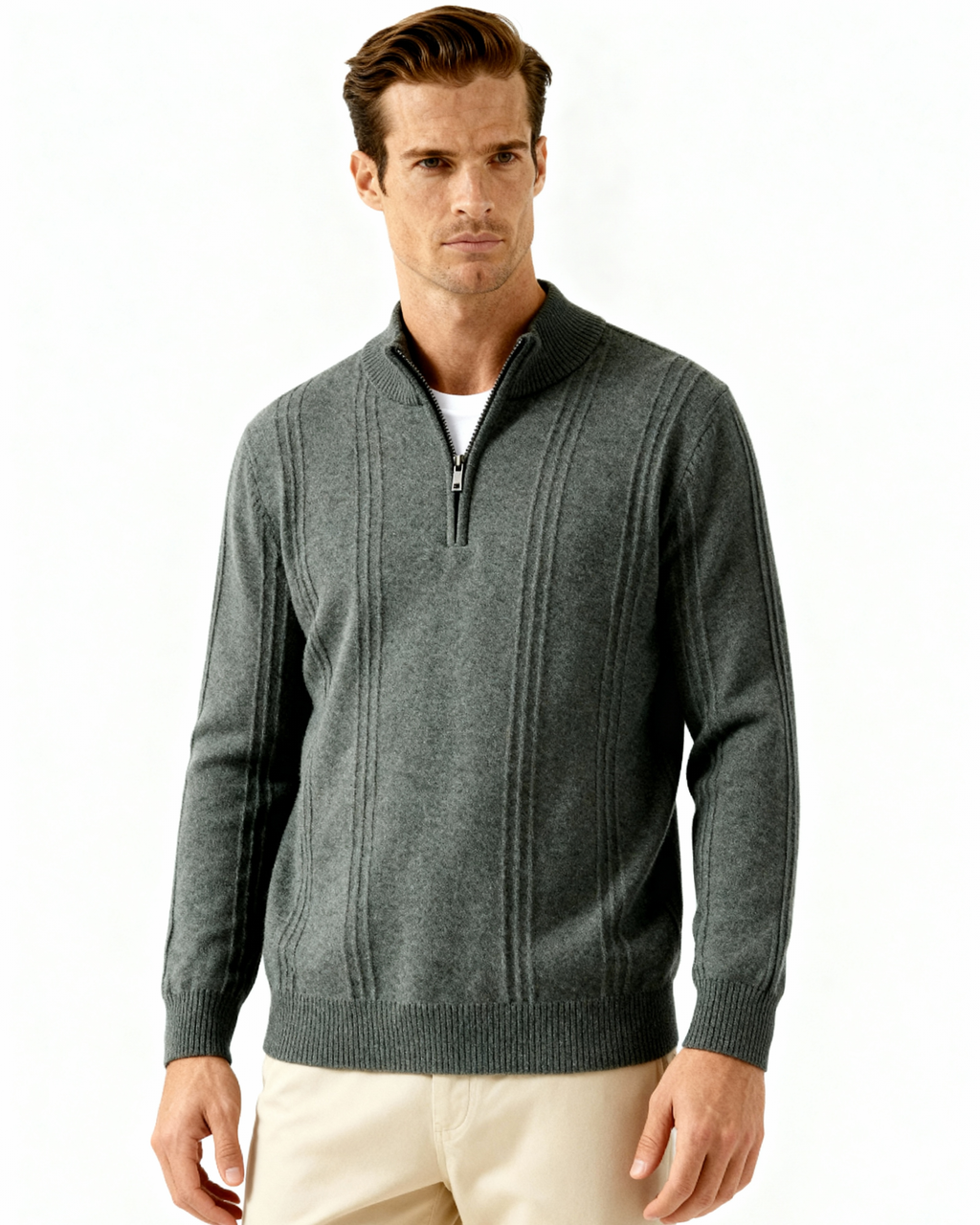 Grezam | Men’s 100% Cashmere Half Zip Sweater