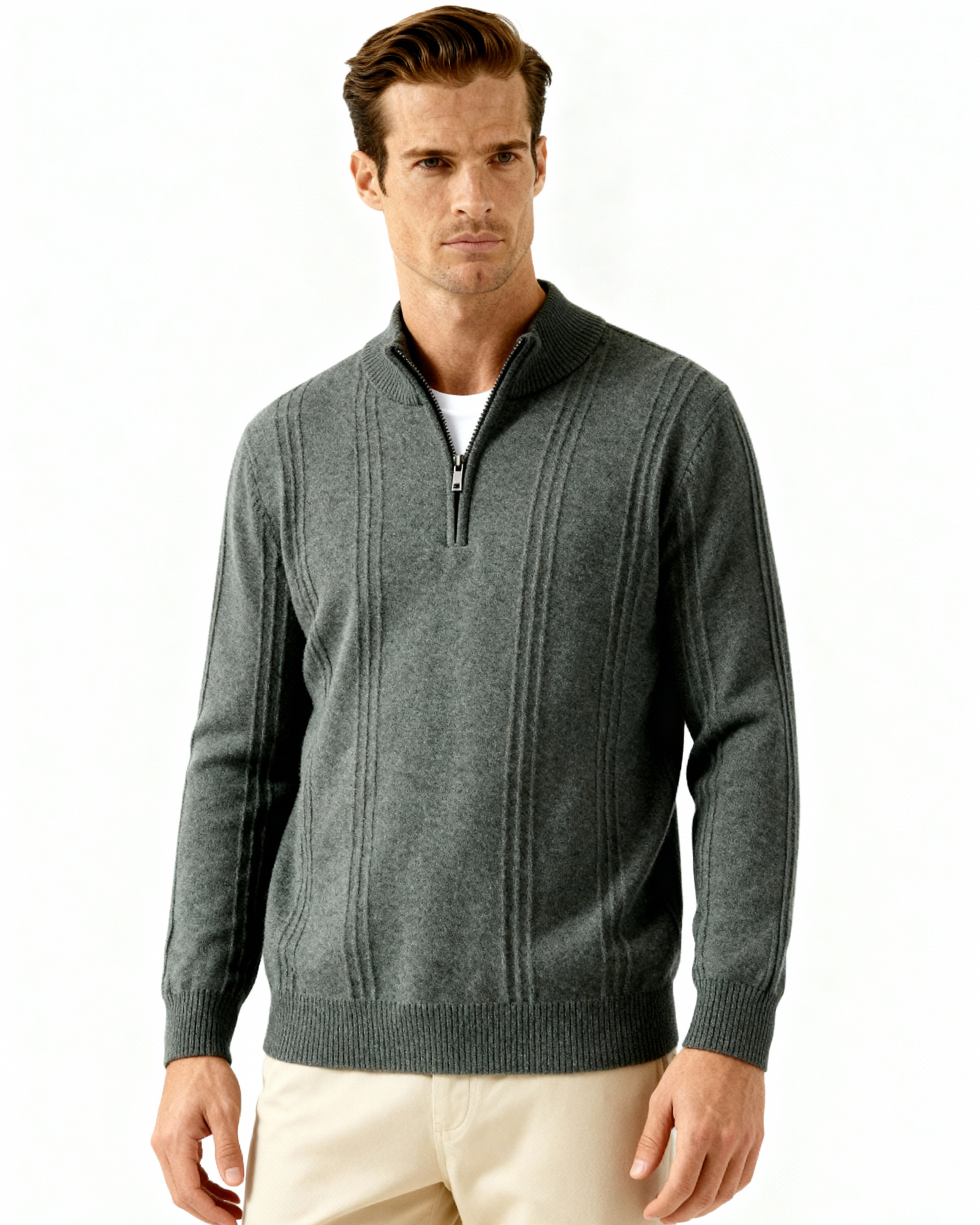 Grezam | Men’s 100% Cashmere Half Zip Sweater