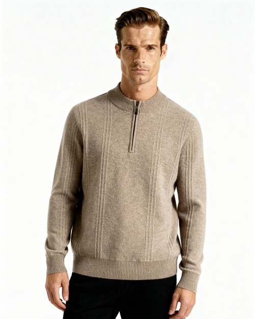 Grezam | Men’s 100% Cashmere Half Zip Sweater